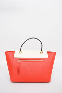 Celine Red/White/Blue Leather Belt Top Handle Bag w/ Strap