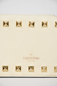 Valentino Cream Leather Rockstud 8 Plus Phone Case with Strap