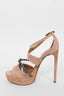 Alaia Nude Suede Platform Heels with Studded Band Size 38.5