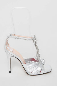 Gucci Silver Metallic Embellished Heels Size 35.5