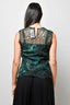 Erdem Green/Black Silk Eyelet Sheer Tank Top with Slip Size 4 US