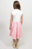 Oscar De La Renta White/Pink Striped Sleeveless Collared Dress Size 8Y Kids