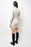 Jacquemus Beige Merino Wool Ribbed Knit 'Lauris' Stitch Detail L/S Dress Size 36