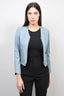 Zadig &amp; Voltaire Light Blue Leather Embroidered Zip-Up Jacket Size S
