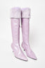 Escada Light Purple Knee High Boot with Fur Trim Size 38