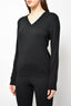 Gucci Black Wool V-Neck Sweater With Shoulder Web Detail Size S