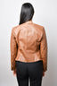 Etro Brown Leather Quilted Sleeve Moto Jacket Size 42
