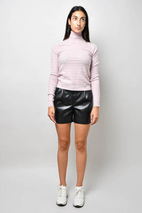 Chanel Lilac Cashmere Woven Turtleneck Shirt Size 38