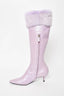 Escada Light Purple Knee High Boot with Fur Trim Size 38