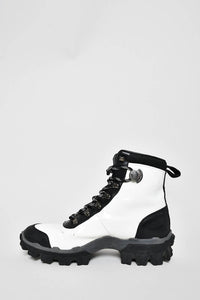 Moncler White Patent/Black Leather Hiking Boots Size 37.5