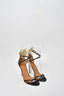 Aquazzura Black Patent Leather Strappy High Heel w/ Gold Leaf Detail Size 41