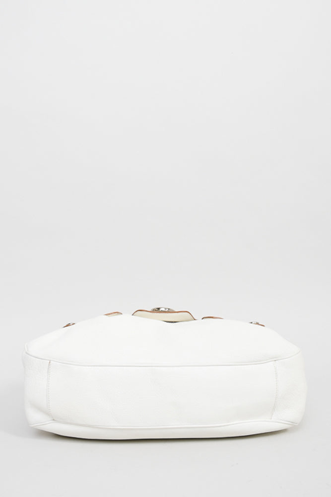 Salvatore Ferragamo White Leather Large Top Handle Bag