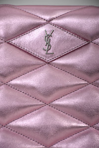 Saint Laurent Pink Metallic Envelope Quilted Clutch