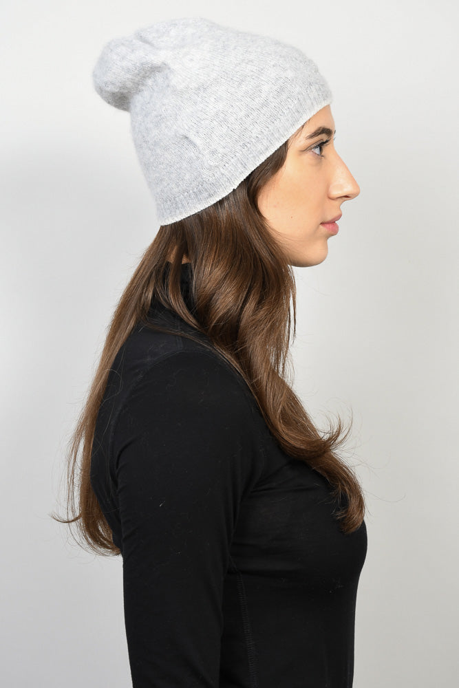 Chanel Grey Metallic Cashmere Toque with Stitched CC