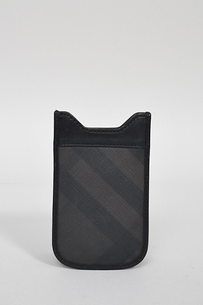 Burberry Brown/Black Leather Check Phone Holder