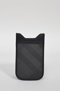 Burberry Brown/Black Leather Check Phone Holder